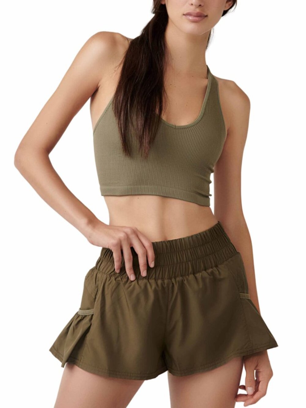 FP Movement Get Your Flirt On Shorts in Olive Green